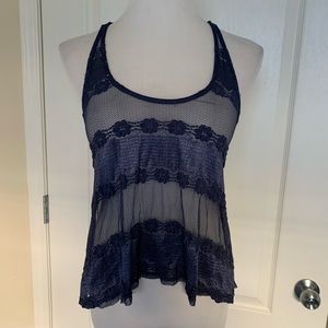 Slate blue lace tank top